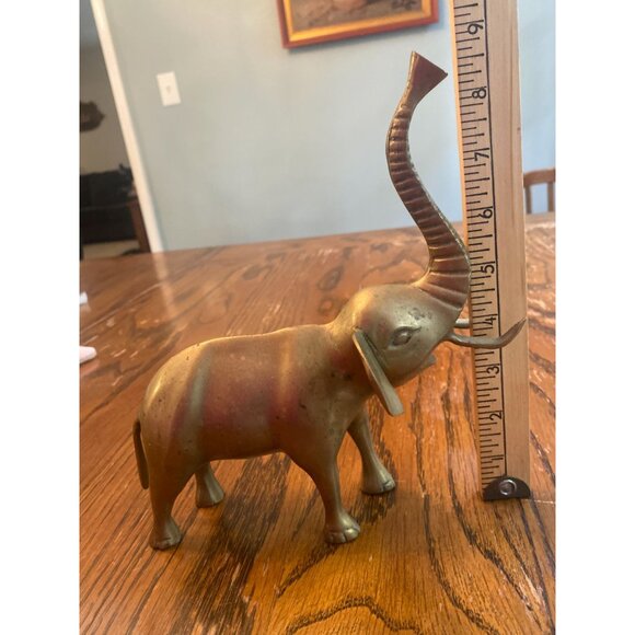 Vintage Solid Brass Elephant Figurine With Raised Trunk - Picture 6 of 6
